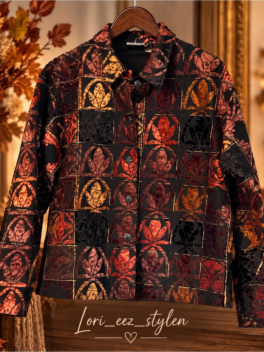Women's Quilted Jacket - Red Multi - Picture 2 of 11